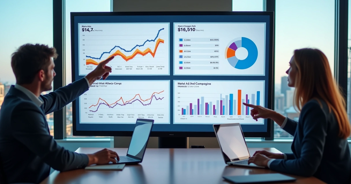 Painel comparativo de desempenho de campanhas de tráfego pago em múltiplos canais