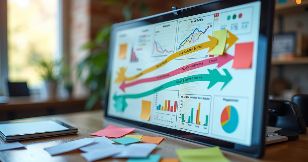 Gráfico mostrando análise de vários canais de marketing com caminhos de usuário 