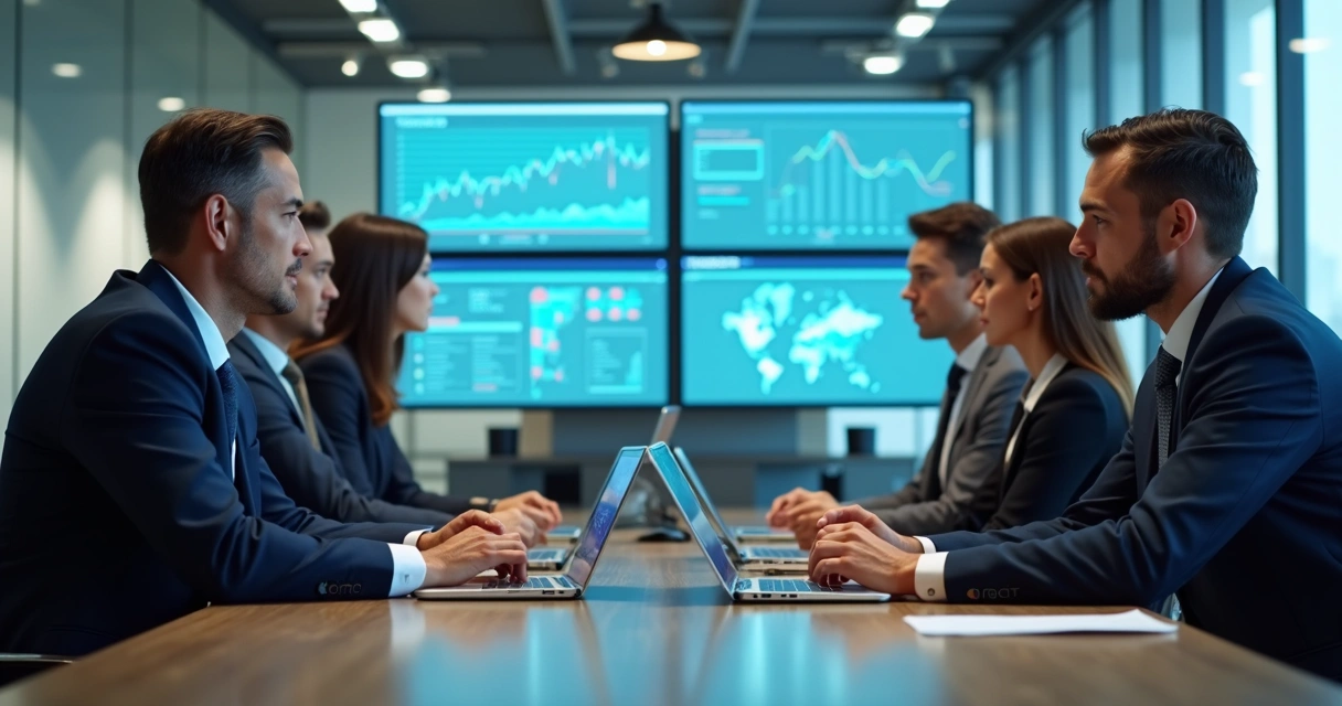 Equipe analisando relatórios de denúncias em tela de computador 