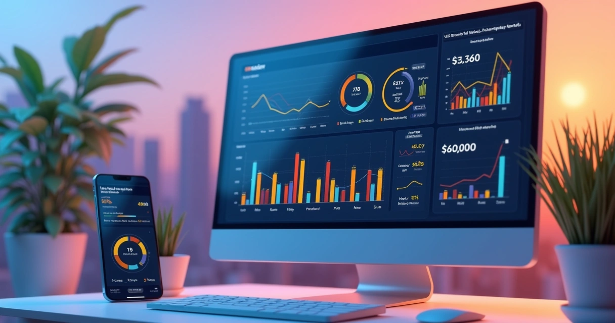Painel com gráficos analisando desempenho de site 