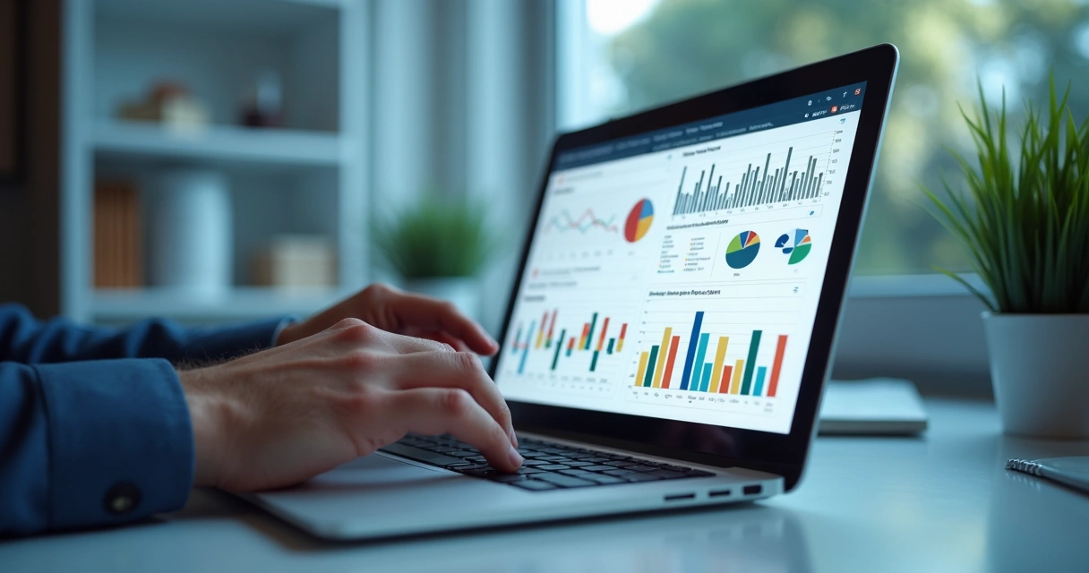 Pessoa analisando gráficos e informações sobre fundos imobiliários em um computador
