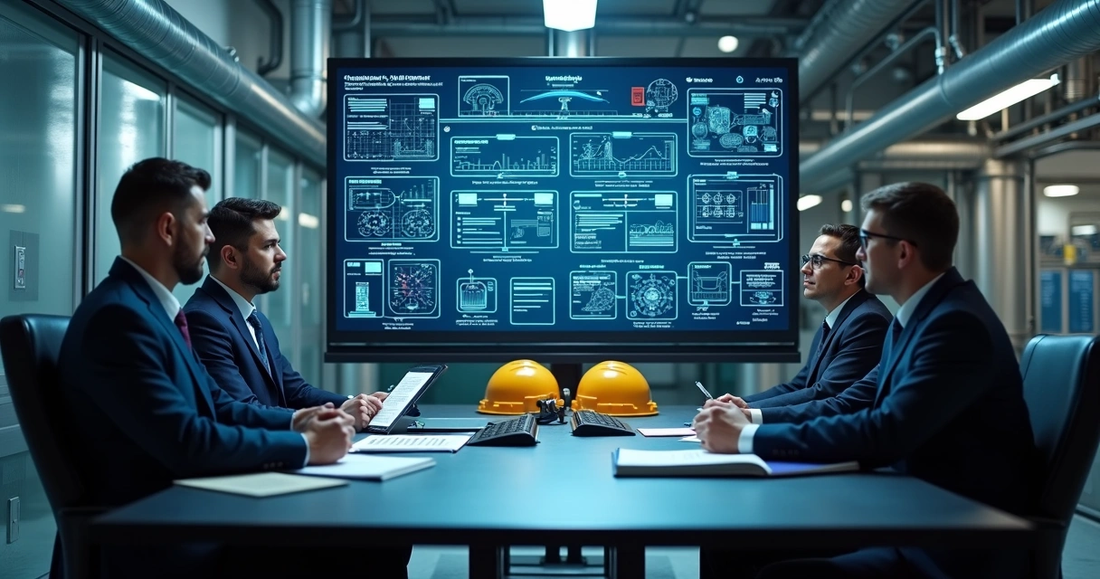 Equipe técnica revisando análise de causa raiz com apoio de IA