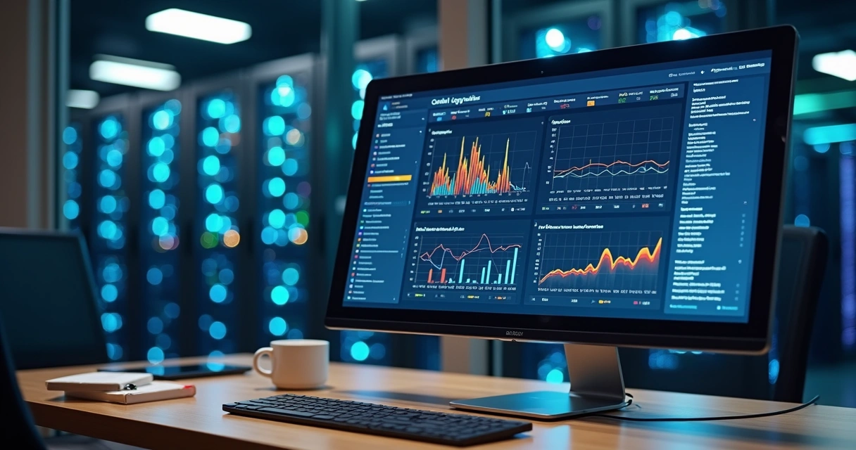 Dashboard com gráficos de análise centralizada de logs