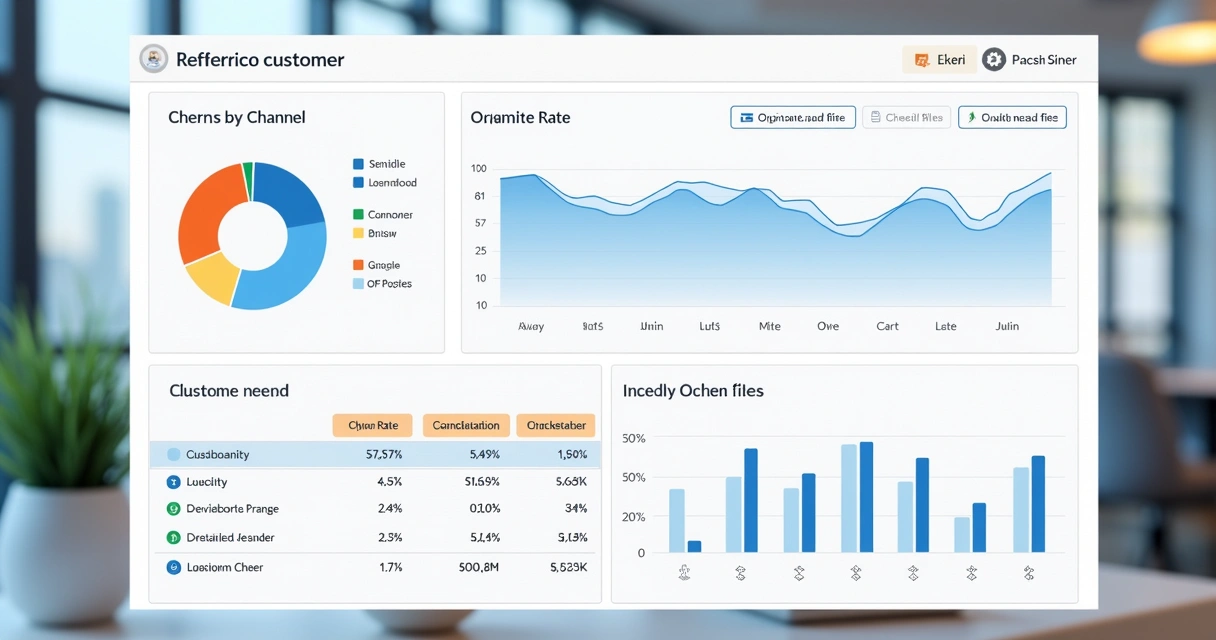 Painel de dados de churn com gráficos de cancelamento e relatórios digitais