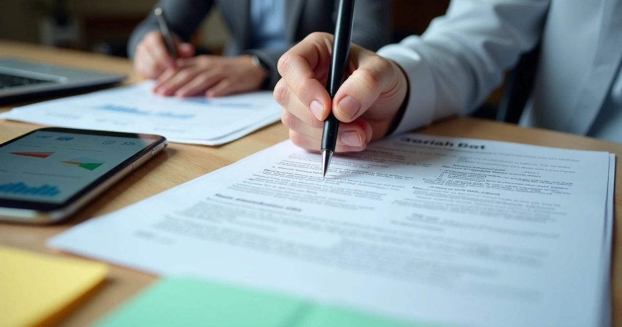 Close na mão de pessoa revisando cláusulas de contrato SaaS 