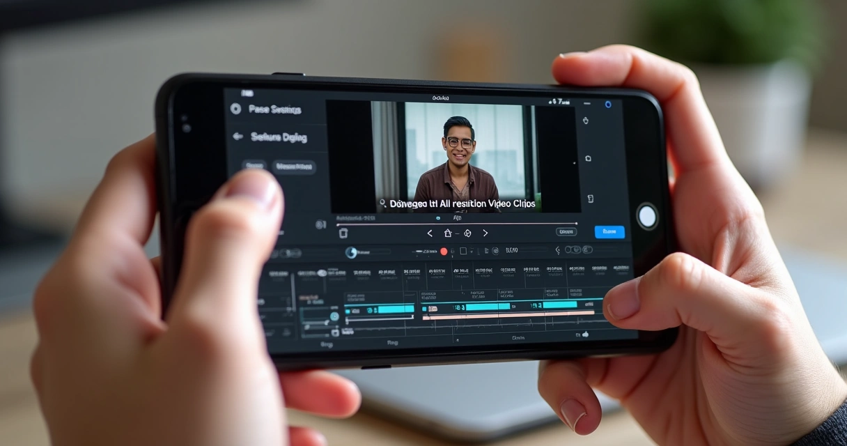 Mobile screen showing timeline of AI edited clip