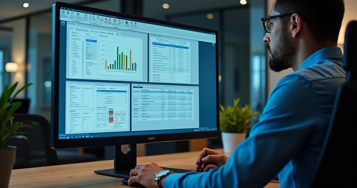 Profissional analisando dados de CNPJ em tela de computador 
