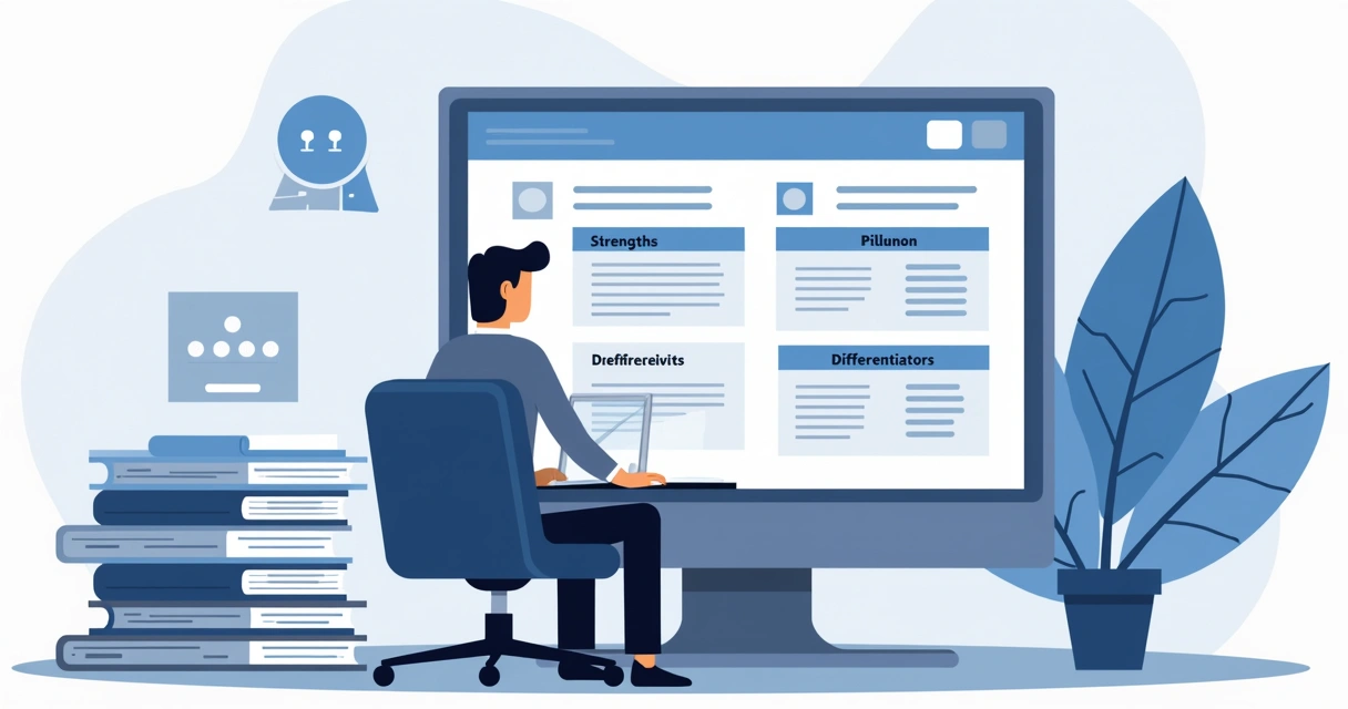 Tabela com pontos fortes, fracos e diferenciais de duas empresas na comparação competitiva 