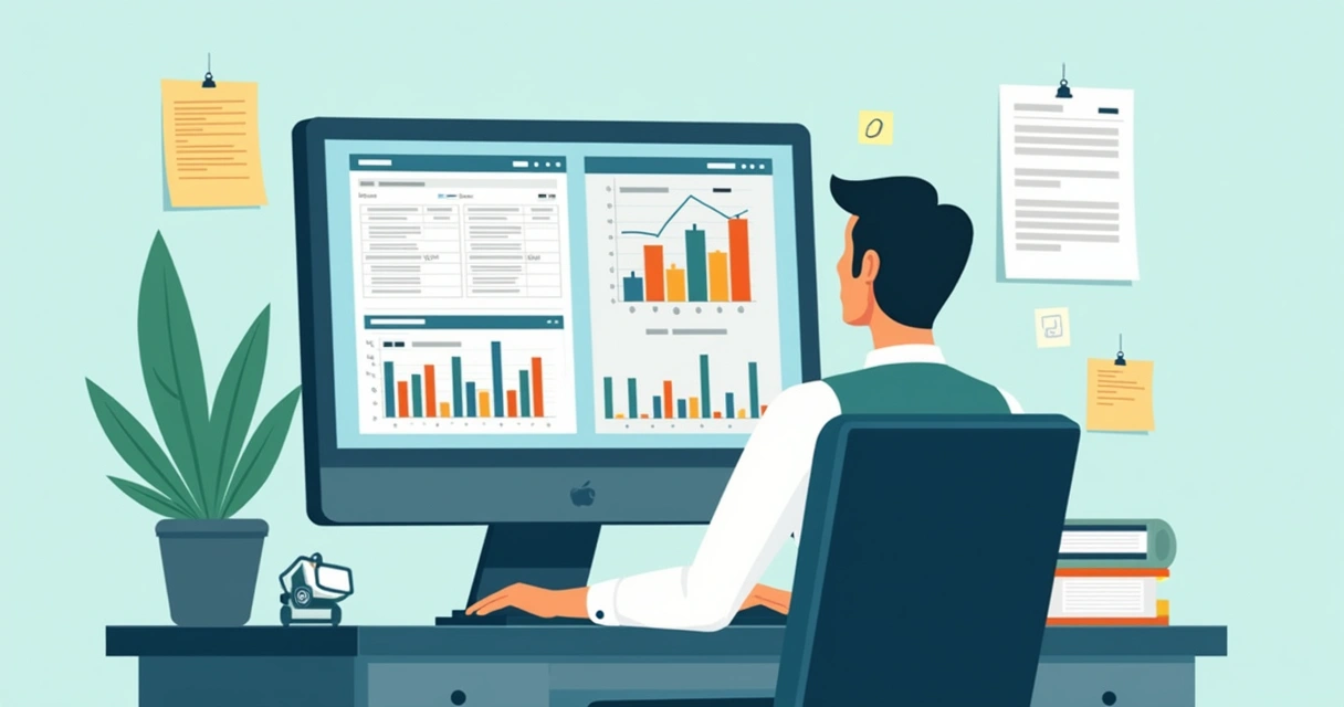 Empresário analisando taxas de gateways de pagamento em planilhas com gráficos 