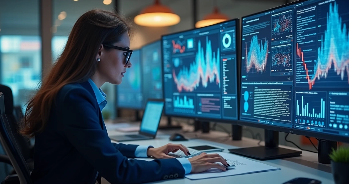 Analista visualizando análise comportamental baseada em IA