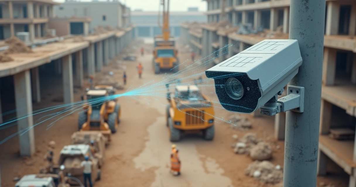 Câmera de obra com monitoramento de pessoas e máquinas 