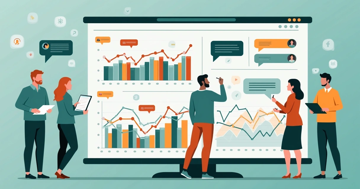 Painel mostrando análise de temas de grupos de WhatsApp 