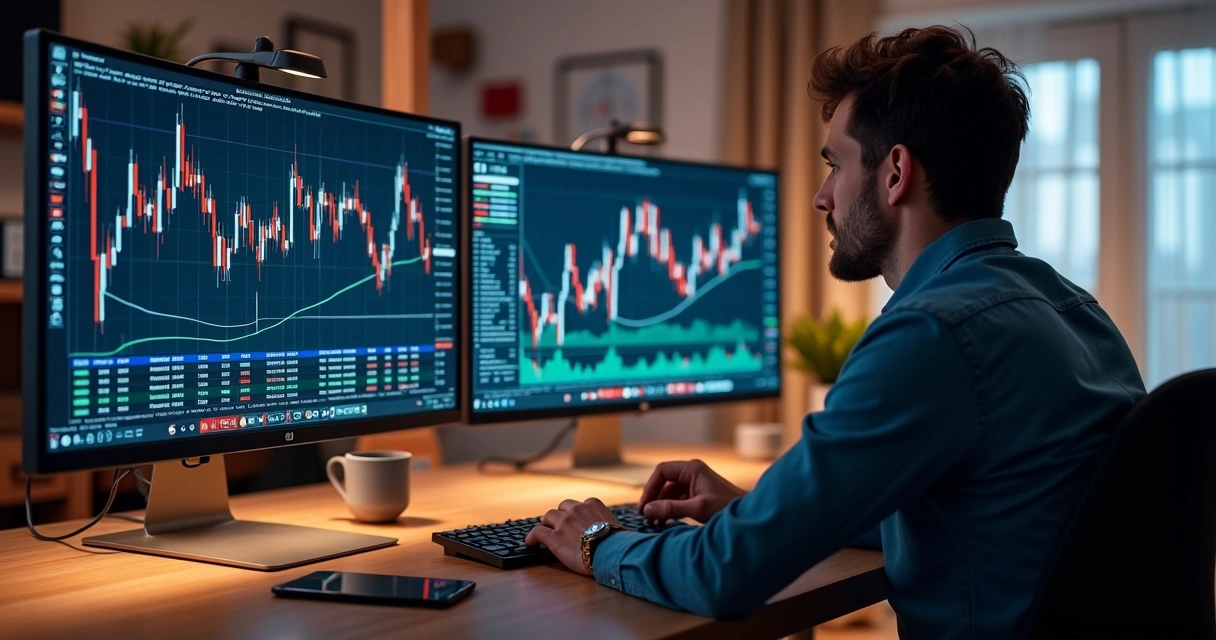 Pessoa analisando gráficos de previsão no computador