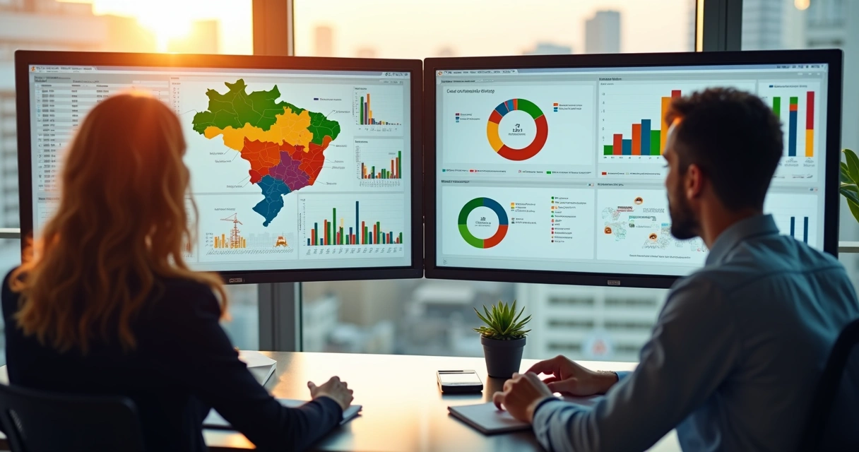 Dados de concorrentes no setor de construção civil apresentados em tela de computador 