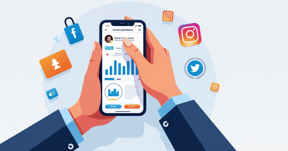 Pessoa analisando métricas de uma conta Instagram em tela de smartphone 