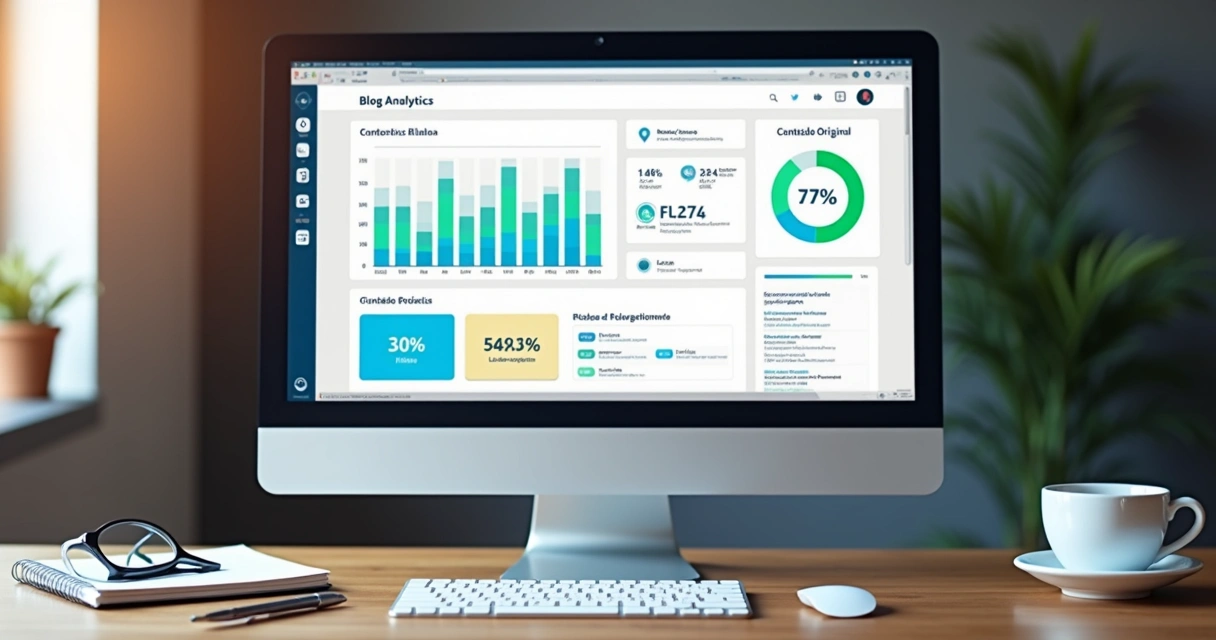 Análise de conteúdo original em blog com gráficos de desempenho 