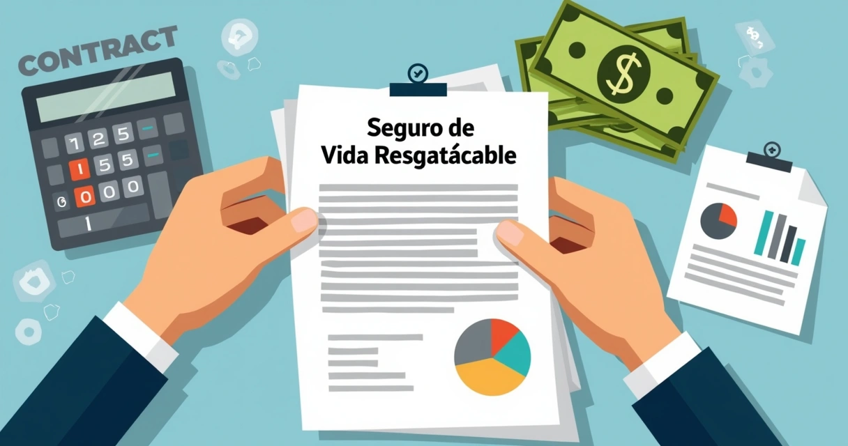 Pessoa analisando contrato de seguro e notas de dinheiro, avaliando custos e benefícios 