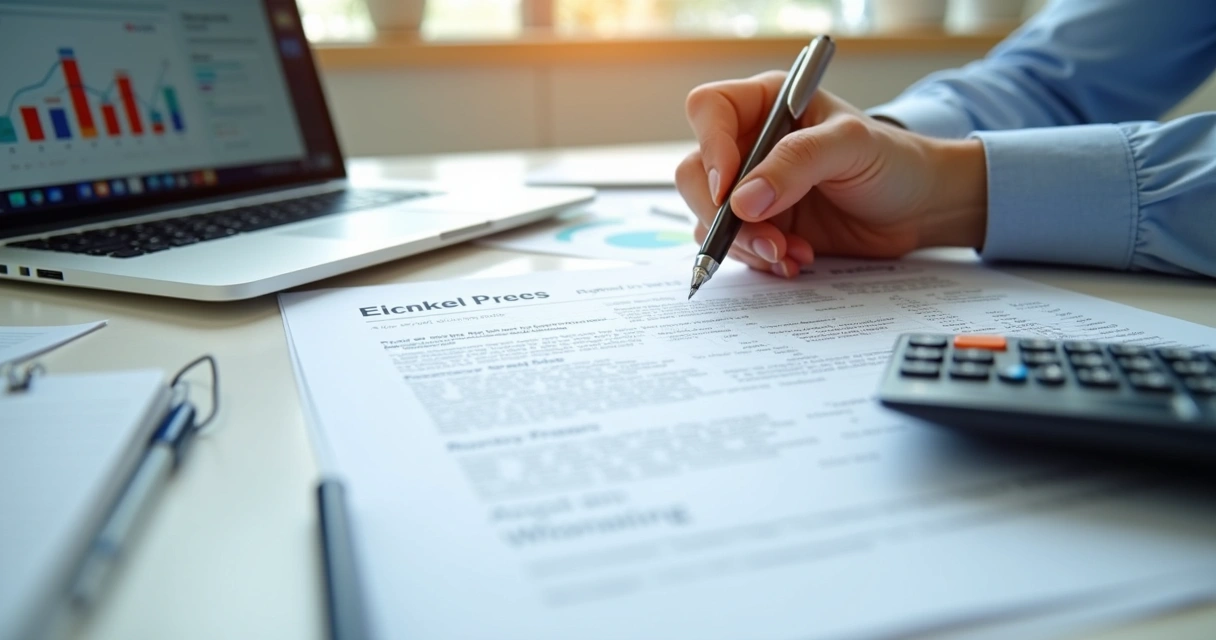 Análise de contrato financeiro com gráficos e calculadora 