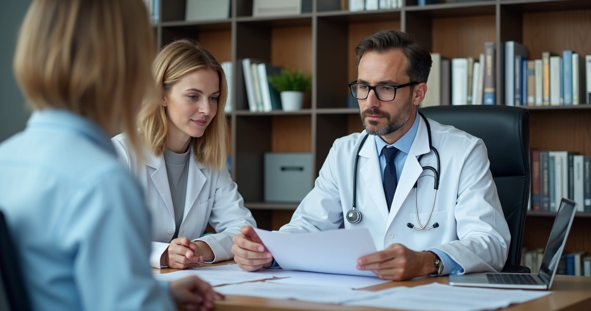 Médico analisa contrato de seguro com consultoria especializada 