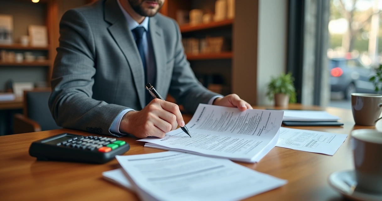 Pessoa lendo contrato de máquina de cartão 