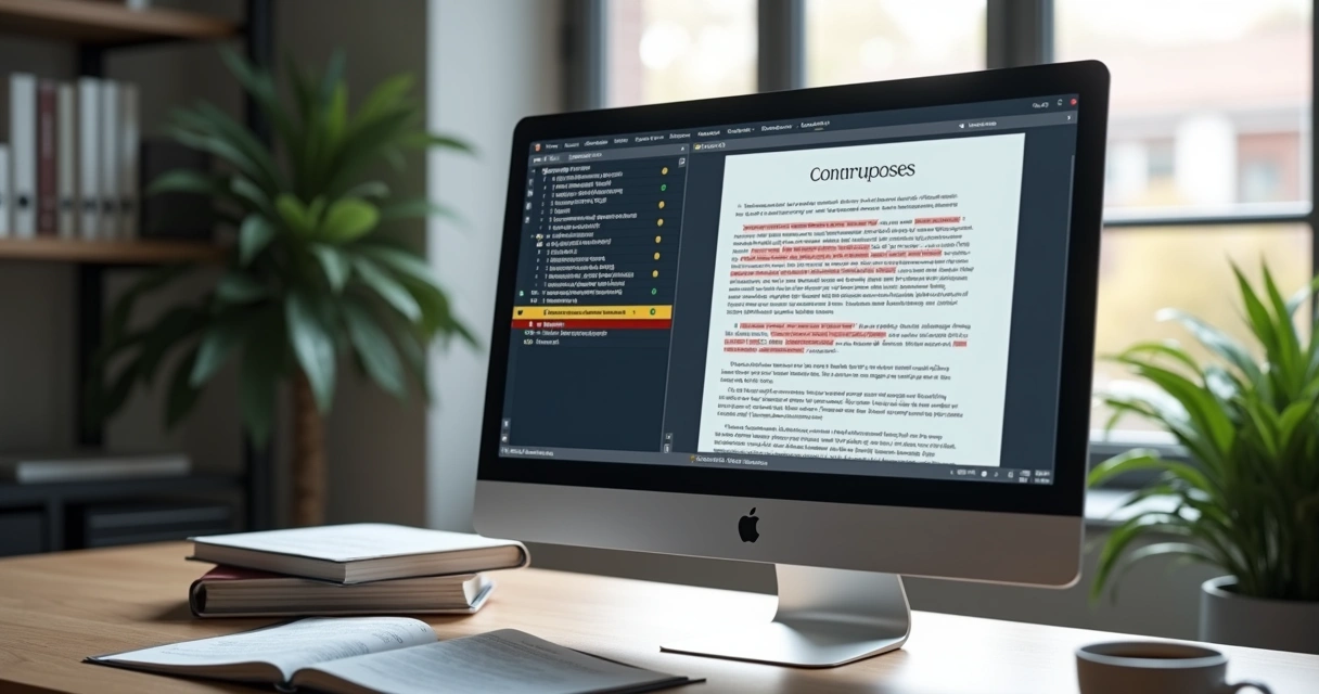 Tela de computador exibindo análise automatizada de contrato