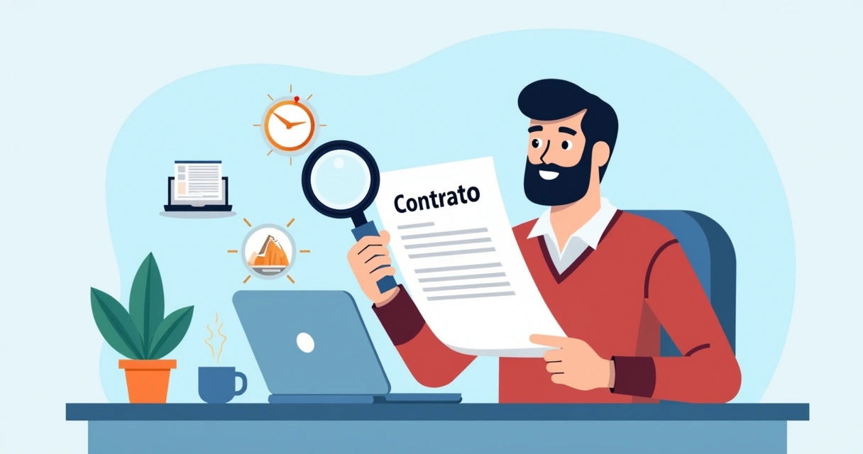 Empreendedor analisando contrato detalhado 