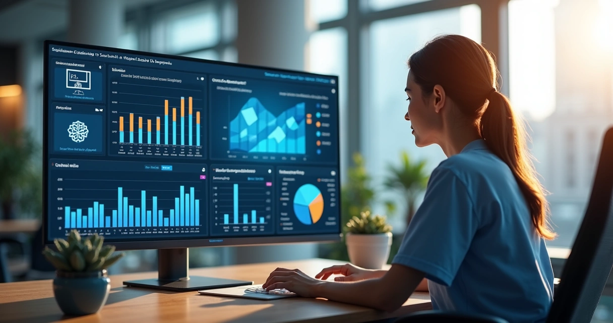 Especialista em marketing digital analisando dados de cookies para campanhas de anúncios em clínicas médicas 