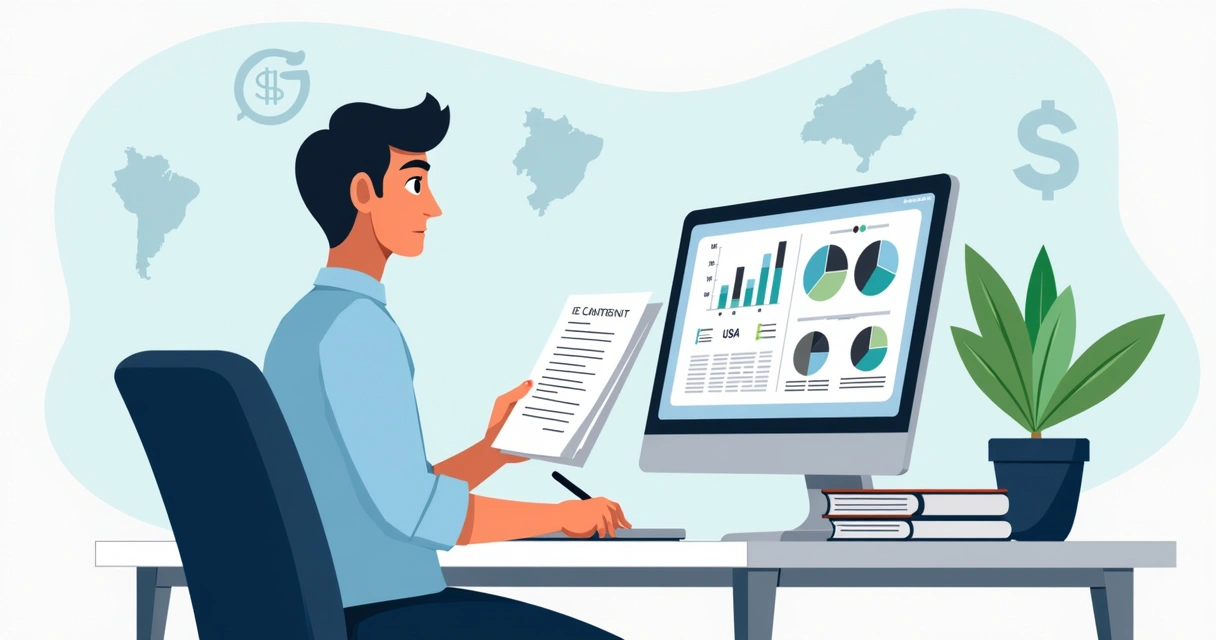 Especialista analisando crédito de ICMS no computador 