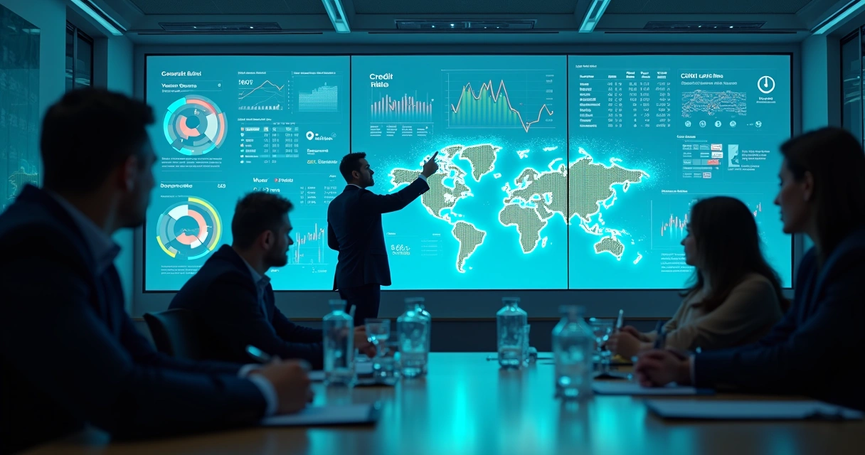 Painel digital exibindo análise de crédito por inteligência artificial