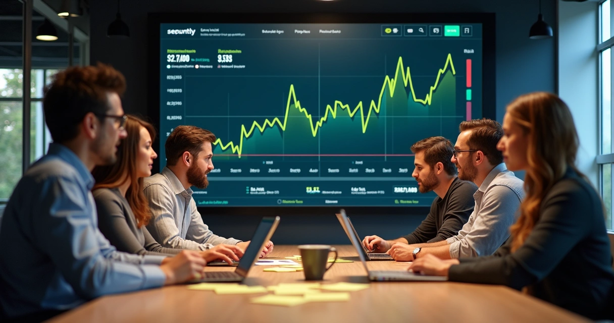 Gráfico de crescimento em uma reunião de negócios 