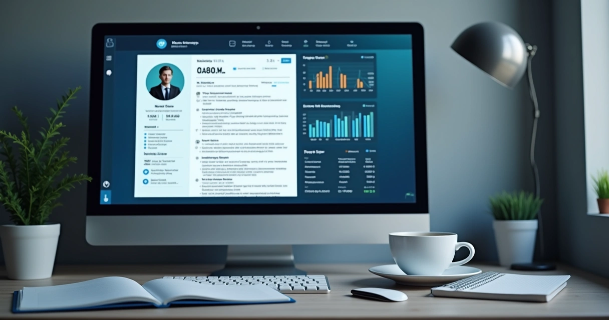 Currículo na tela do computador sendo analisado automaticamente 
