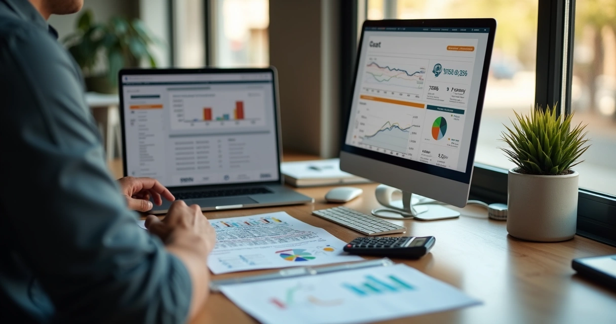 Gestor avaliando custos e indicadores de delivery em notebook 