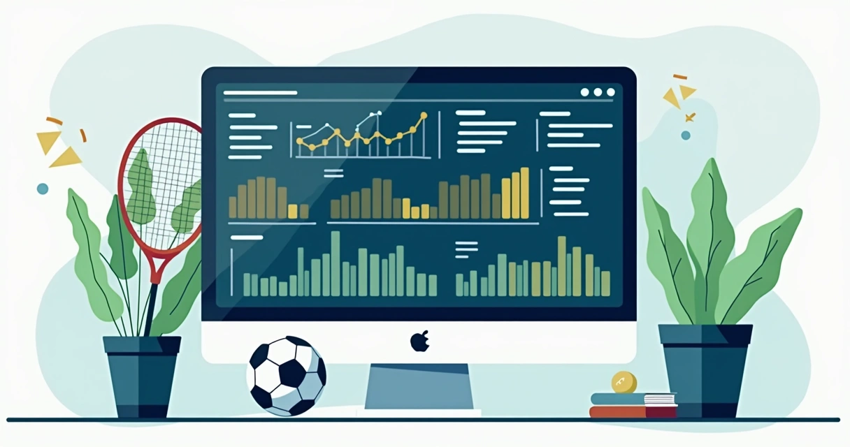 Tela de computador com gráficos de análise de dados para apostas esportivas 
