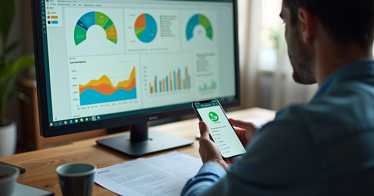 Gestor analisando dados de atendimento automatizado