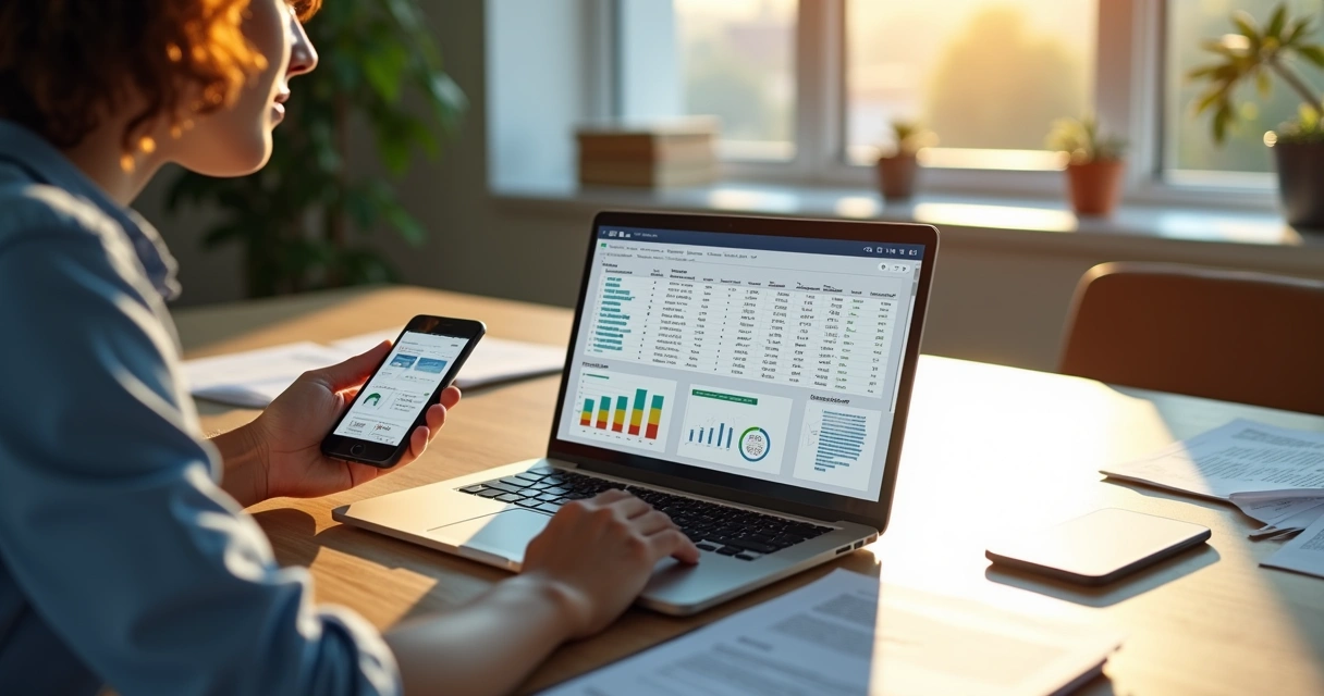 Análise de planilha de dados cadastrais em tela de notebook 