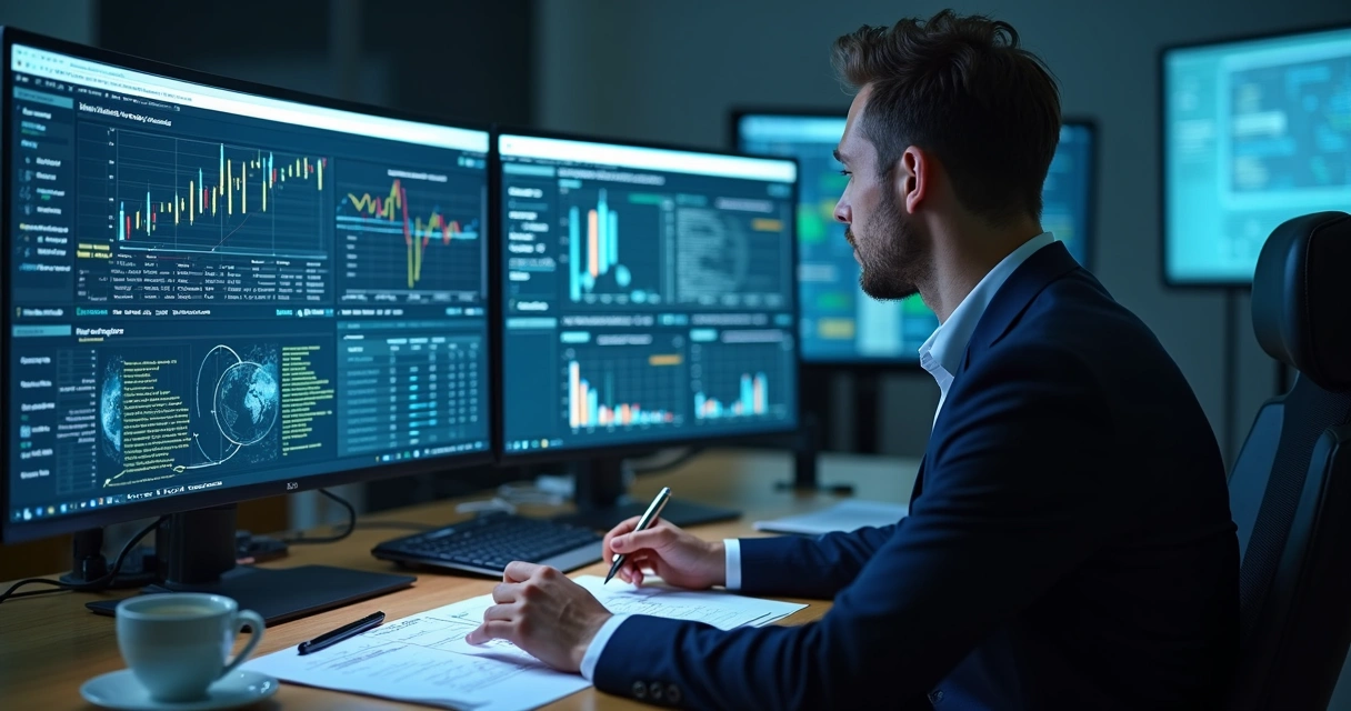 Profissional analisando relatórios de chamadas em tempo real 