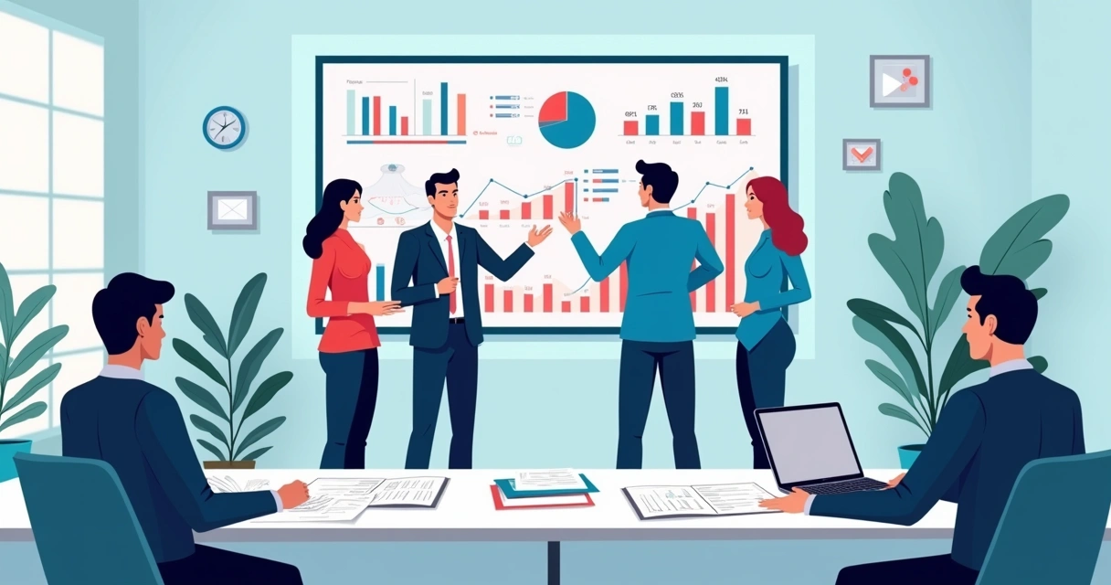 Time analisando resultados de campanha política em painéis digitais 
