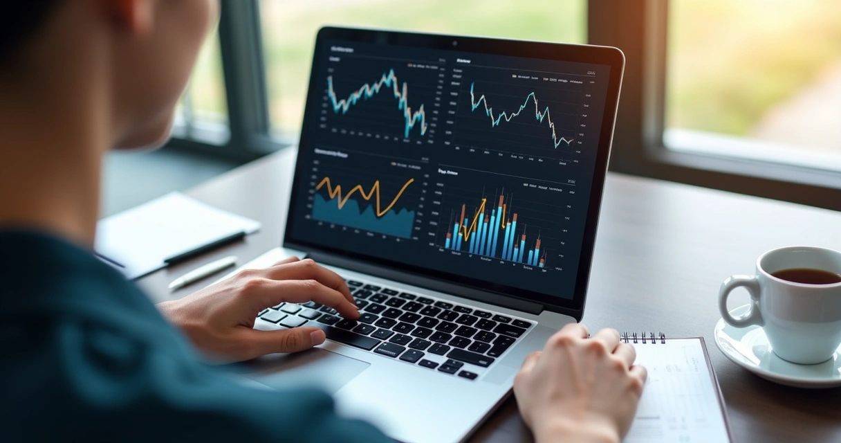 Pessoa analisando dados no ChatGPT com gráficos na tela 