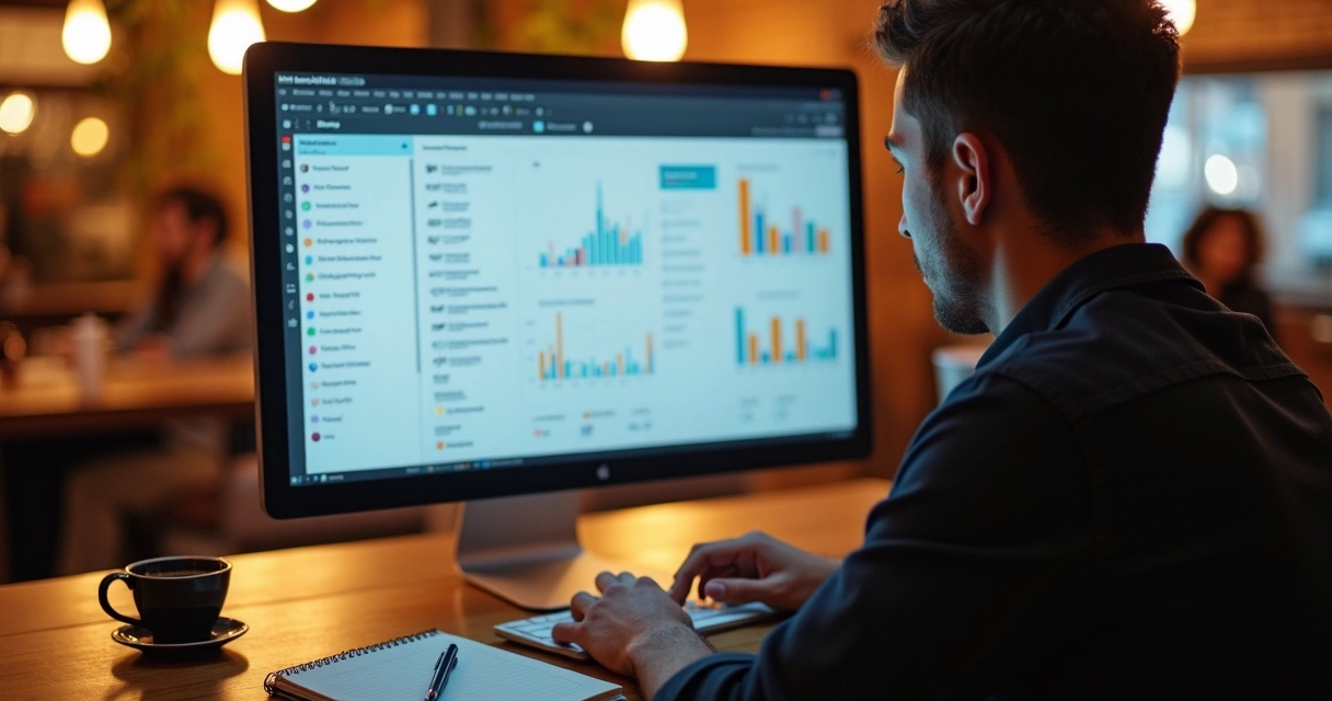 Análise de dados do cliente em tela de computador 