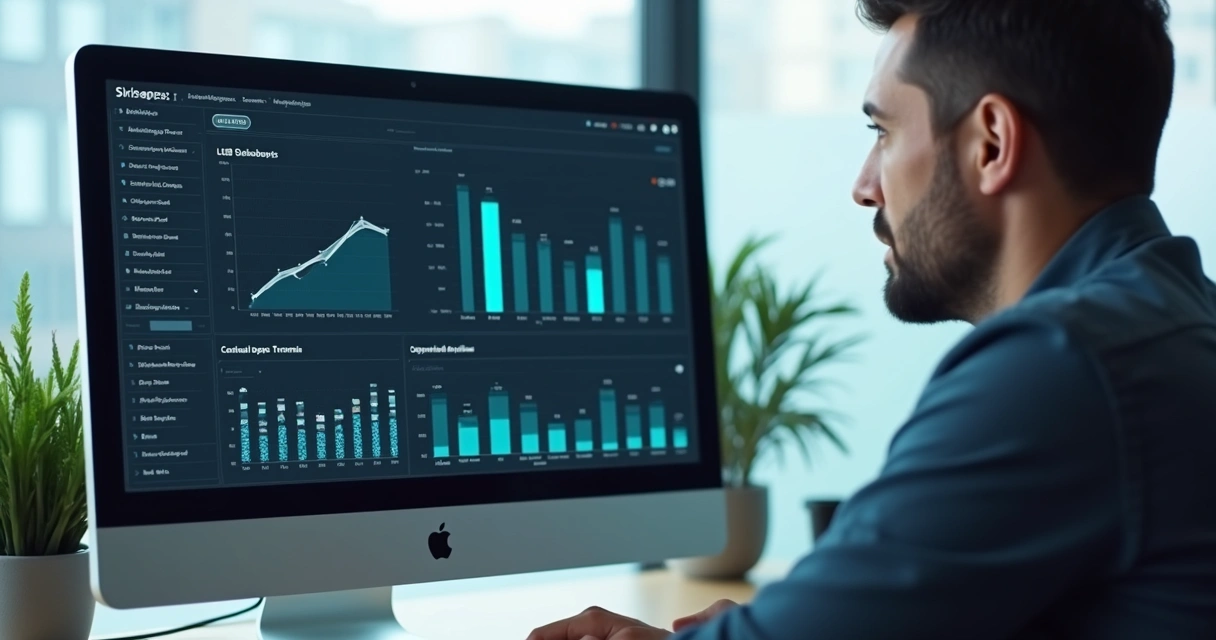 Análise de dados de clientes B2B em tela de computador 