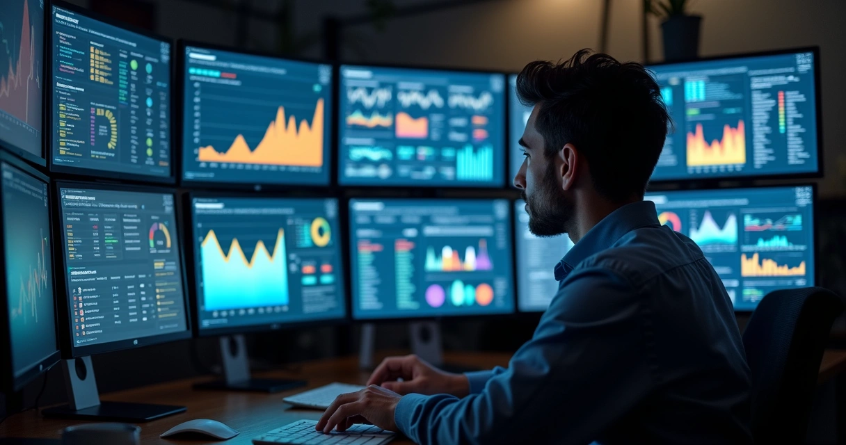 Profissional analisando dados digitais de clientes em tela de computador 