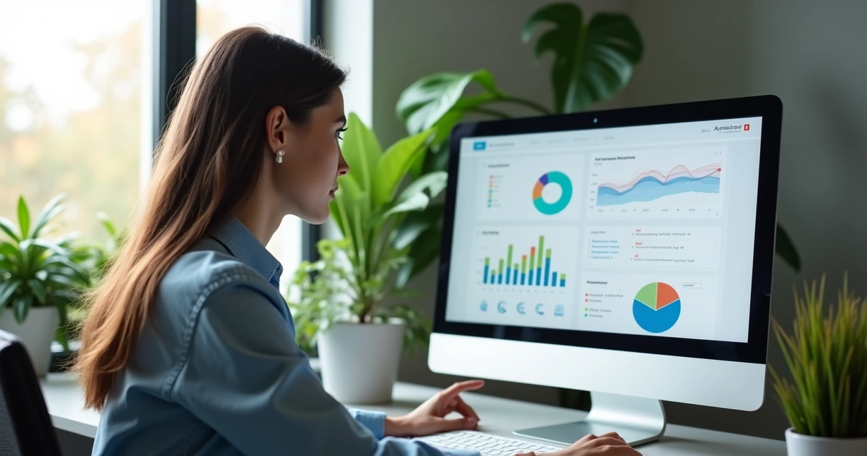 Profissional analisando gráficos de campanha para clínica de estética 