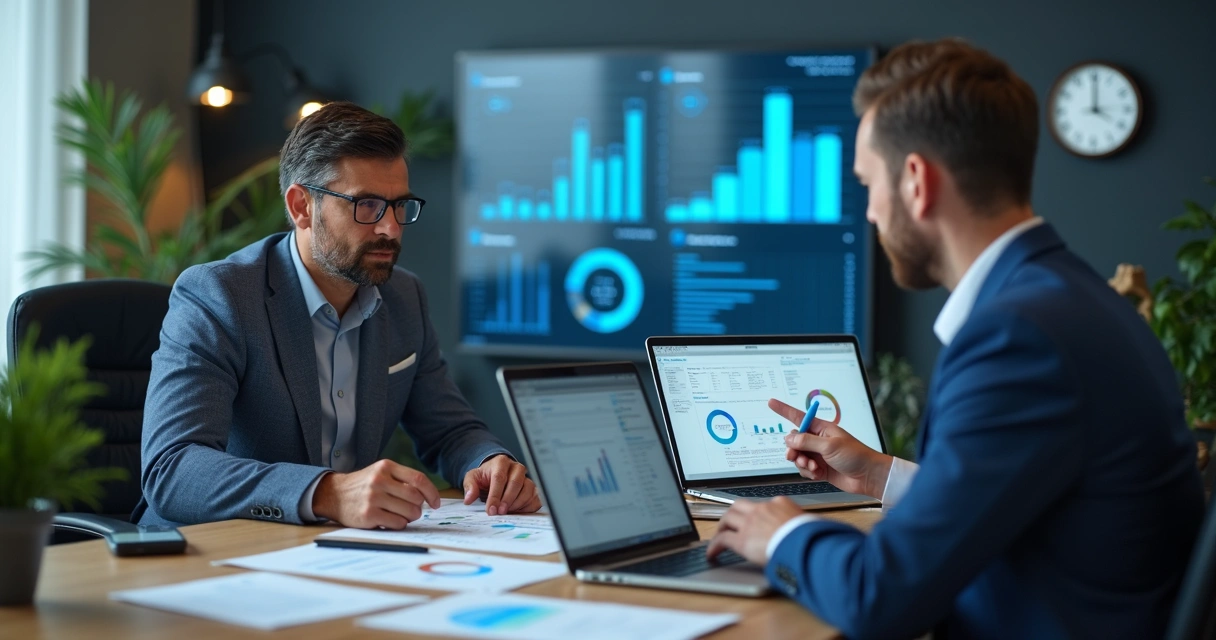 Consultor analisando dados de PME em tempo real