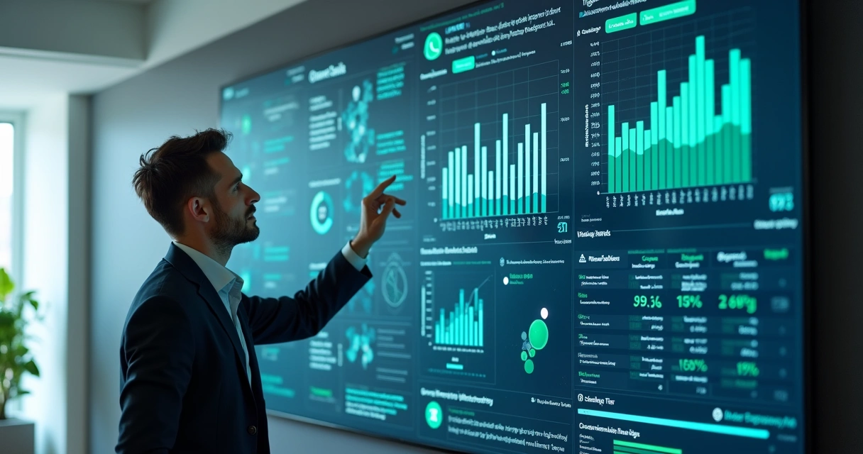 Painel de análise de dados comerciais em tela de CRM de WhatsApp 