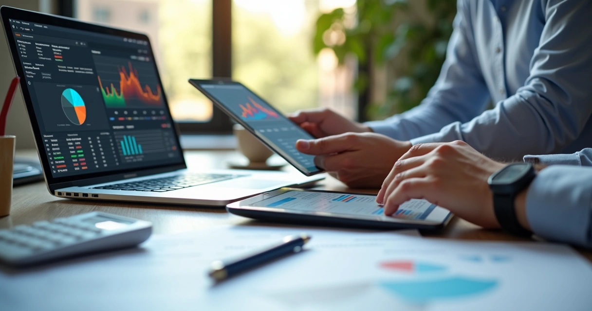 Análise de números financeiros em computador 