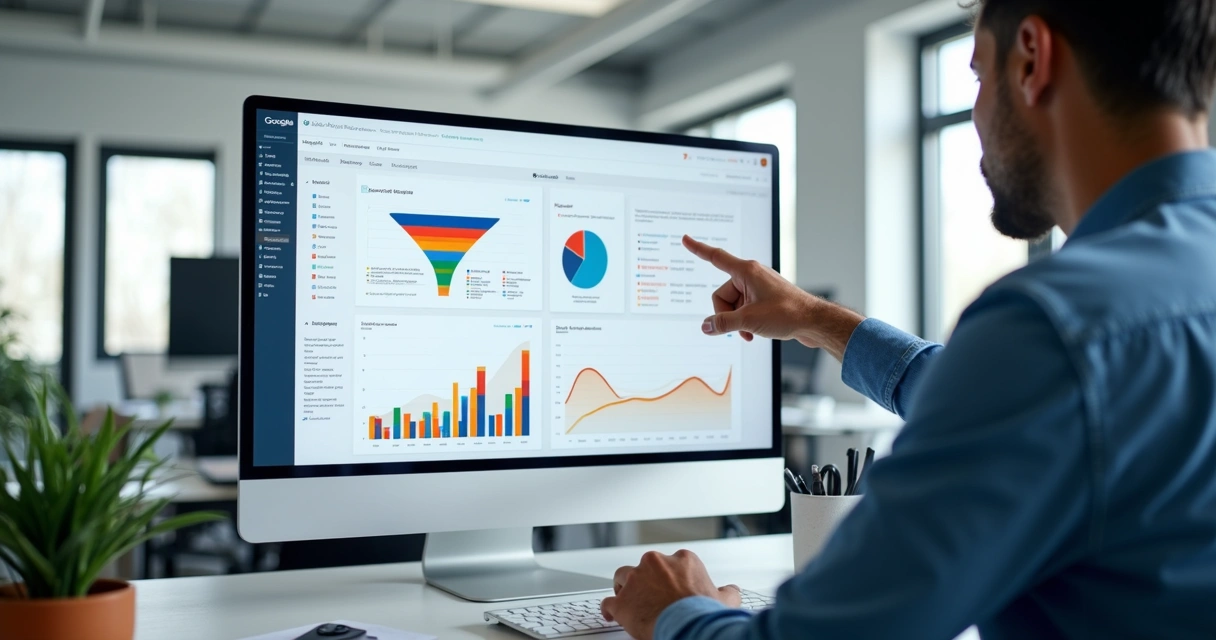 Análise de dados colorida em tela de computador 
