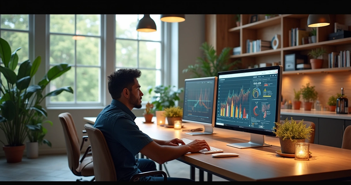 Analista examinando dashboards de IA 
