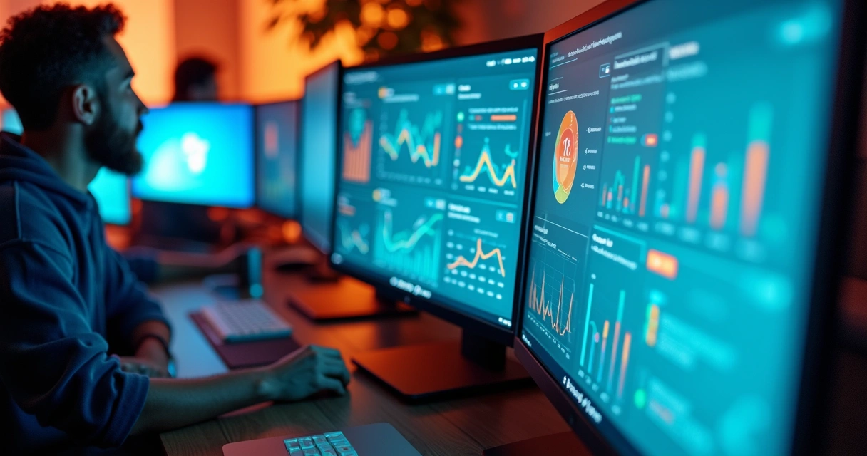 Dashboard ilustrando análise de dados por IA no inbound marketing 