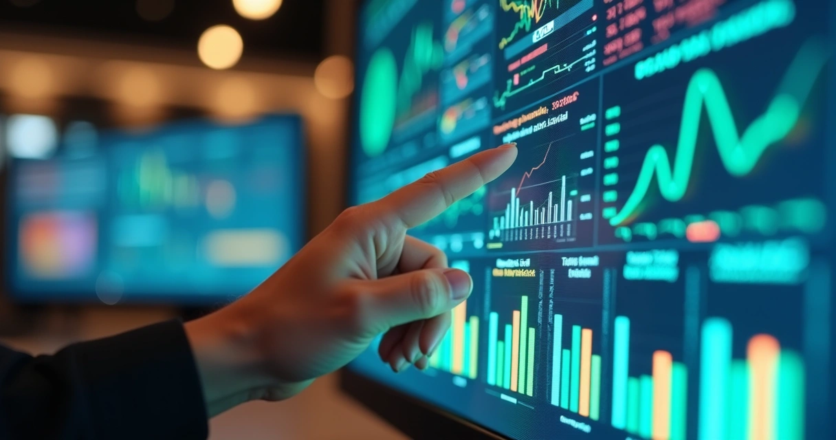 Análise de dados fiscais trabalhistas com IA em monitor digital 