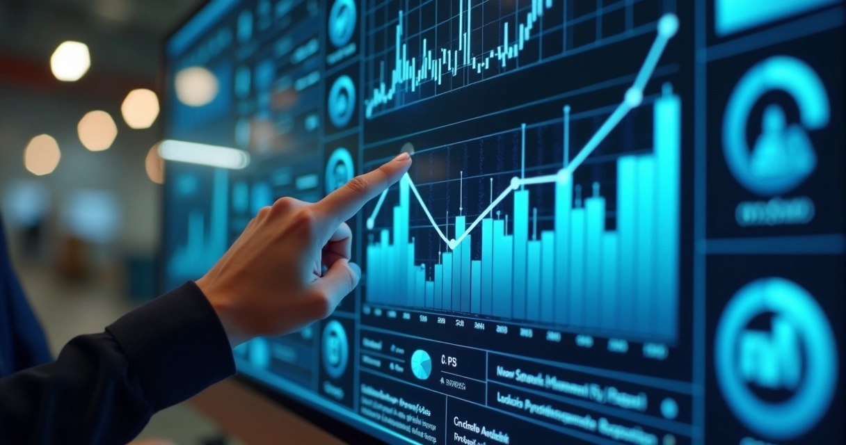 Análise de dados industriais em tela de computador 